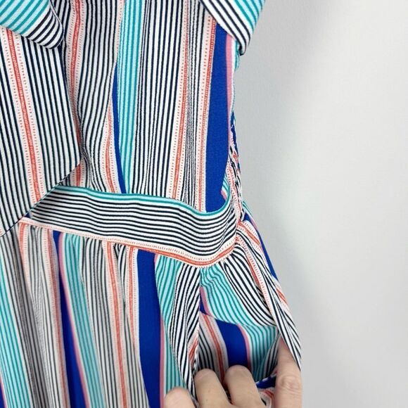 JUNE & HUDSON | Striped Tie Front Multicolor Midi Dress Women’s Size Small - Picture 5 of 10